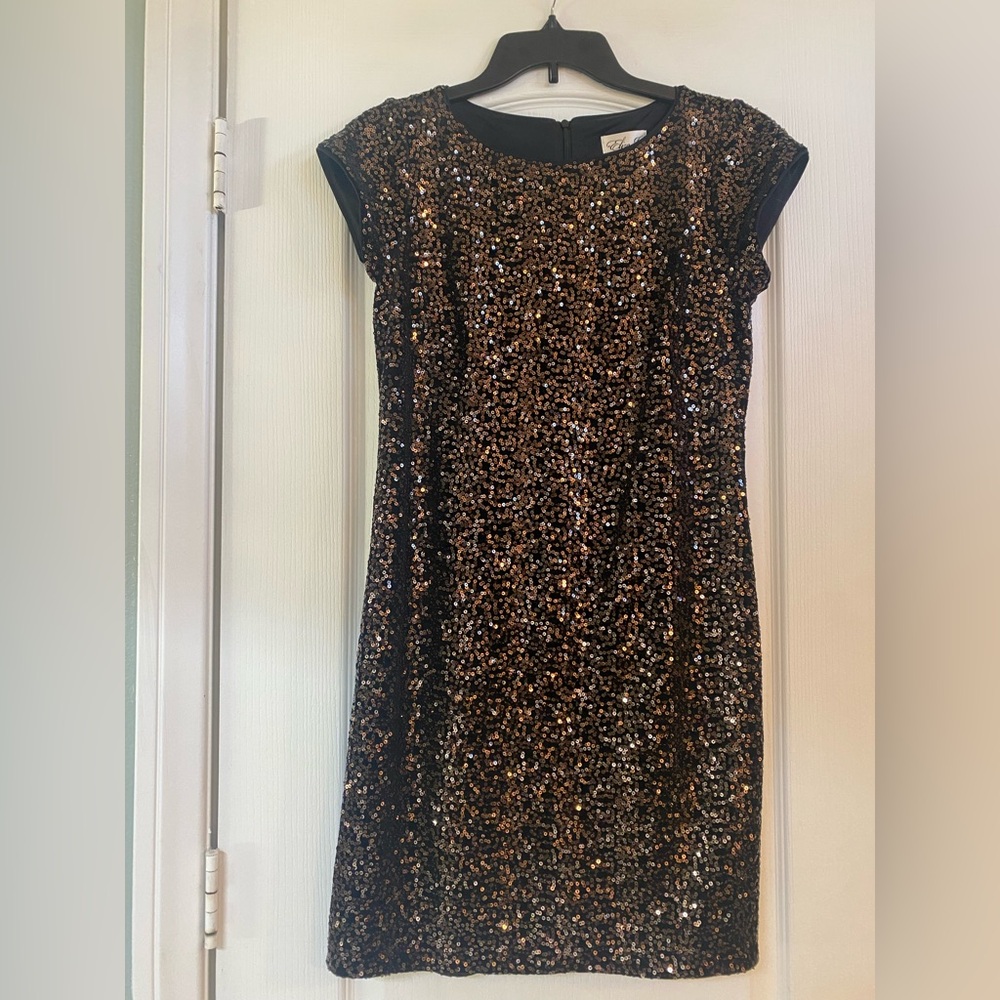 Eliza J Black Dress with Gold Sequins